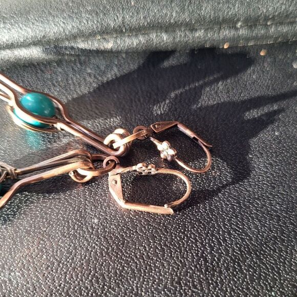 Vintage Free-form Copper? And Bead Leverback Earrings - Picture 4 of 4